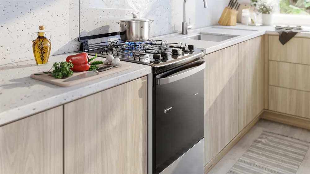 Fogão 4 bocas Electrolux Cinza Efficient Mesa Inox, PerfectCook e VaporBake® (FE4IG)