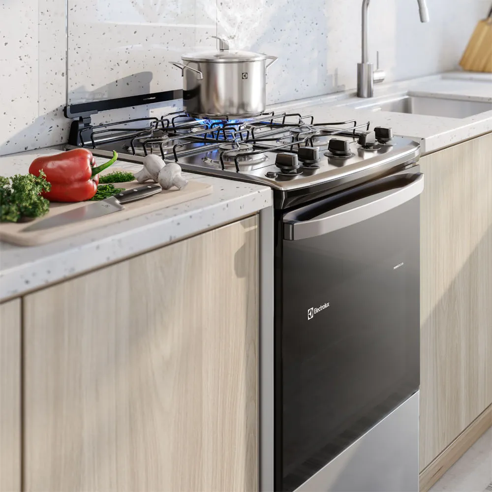 Fogão 4 bocas Electrolux Cinza Efficient Mesa Inox, PerfectCook e VaporBake® (FE4IG)