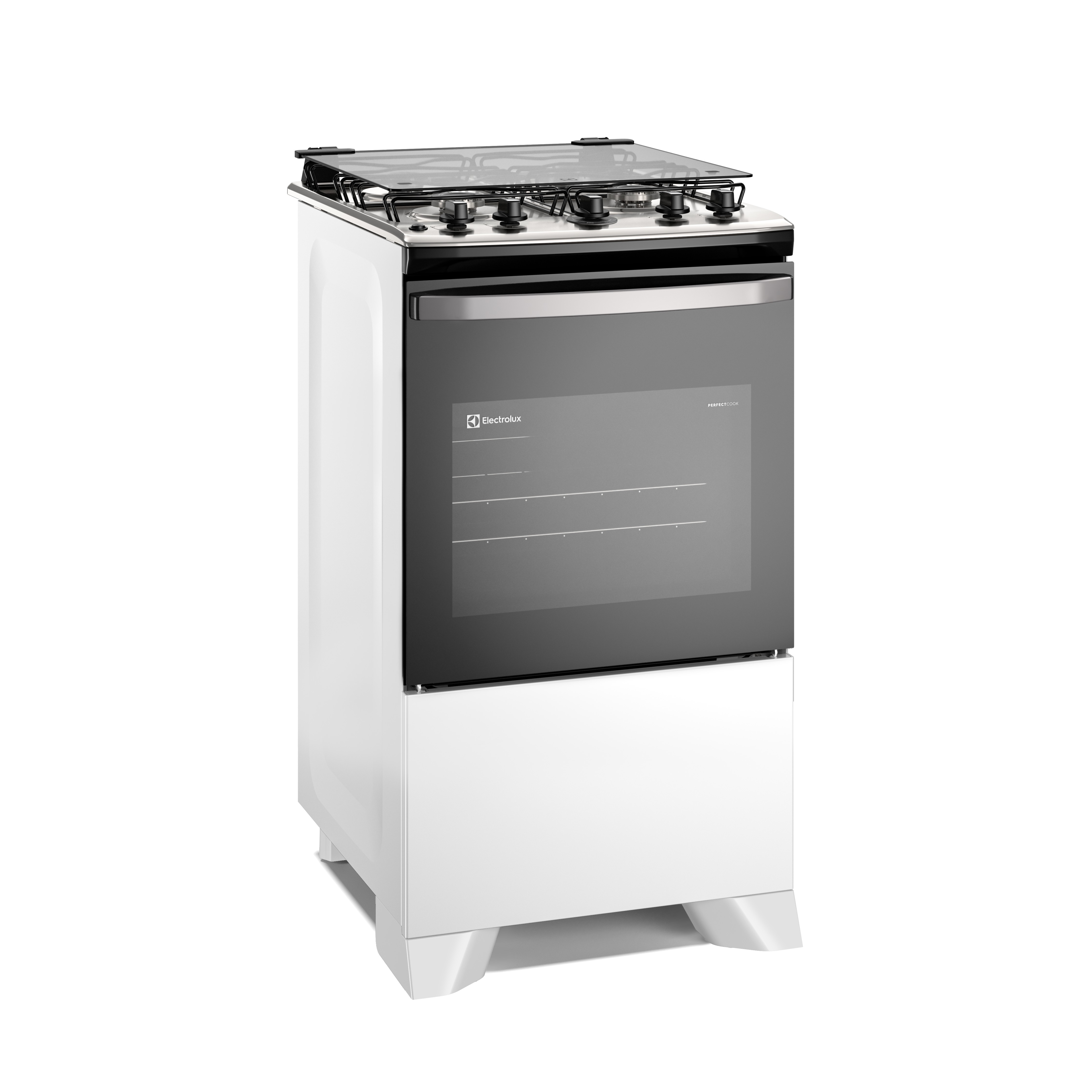 Fogão 4 bocas Electrolux Efficient Branco Mesa Inox, PerfectCook e VaporBake® (FE4IW)