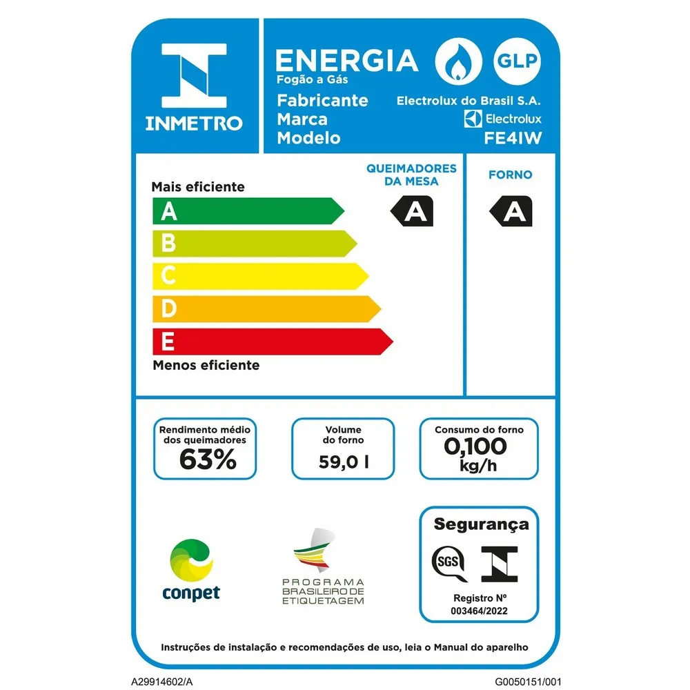 Fogão 4 bocas Electrolux Efficient Branco Mesa Inox, PerfectCook e VaporBake® (FE4IW)