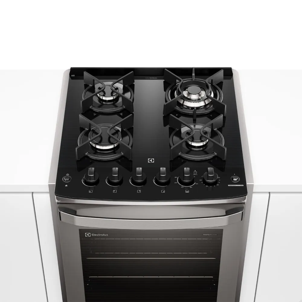 Fogão de Embutir 4 bocas Electrolux Cinza Experience Mesa de Vidro, Grill e PerfectCook360 (FE4EG)