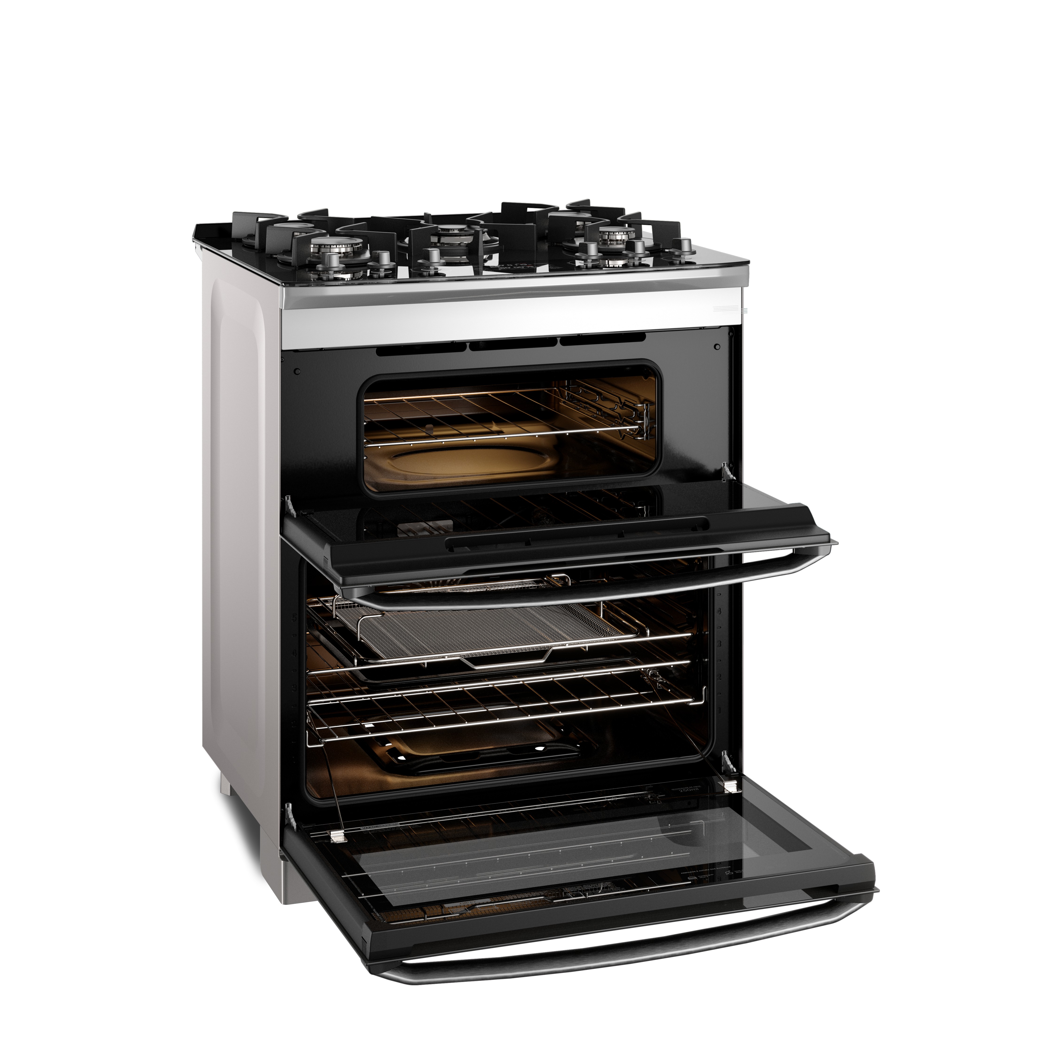 Fogão 5 bocas Electrolux Cinza Expert Função Air Fryer, 2 Fornos, Grill e Timer (FE5AD)