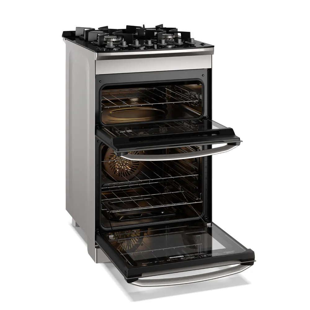 Fogão 4 bocas Electrolux Cinza Experience Mesa de Vidro, 2 fornos e PerfectCook360 (FE4DG)