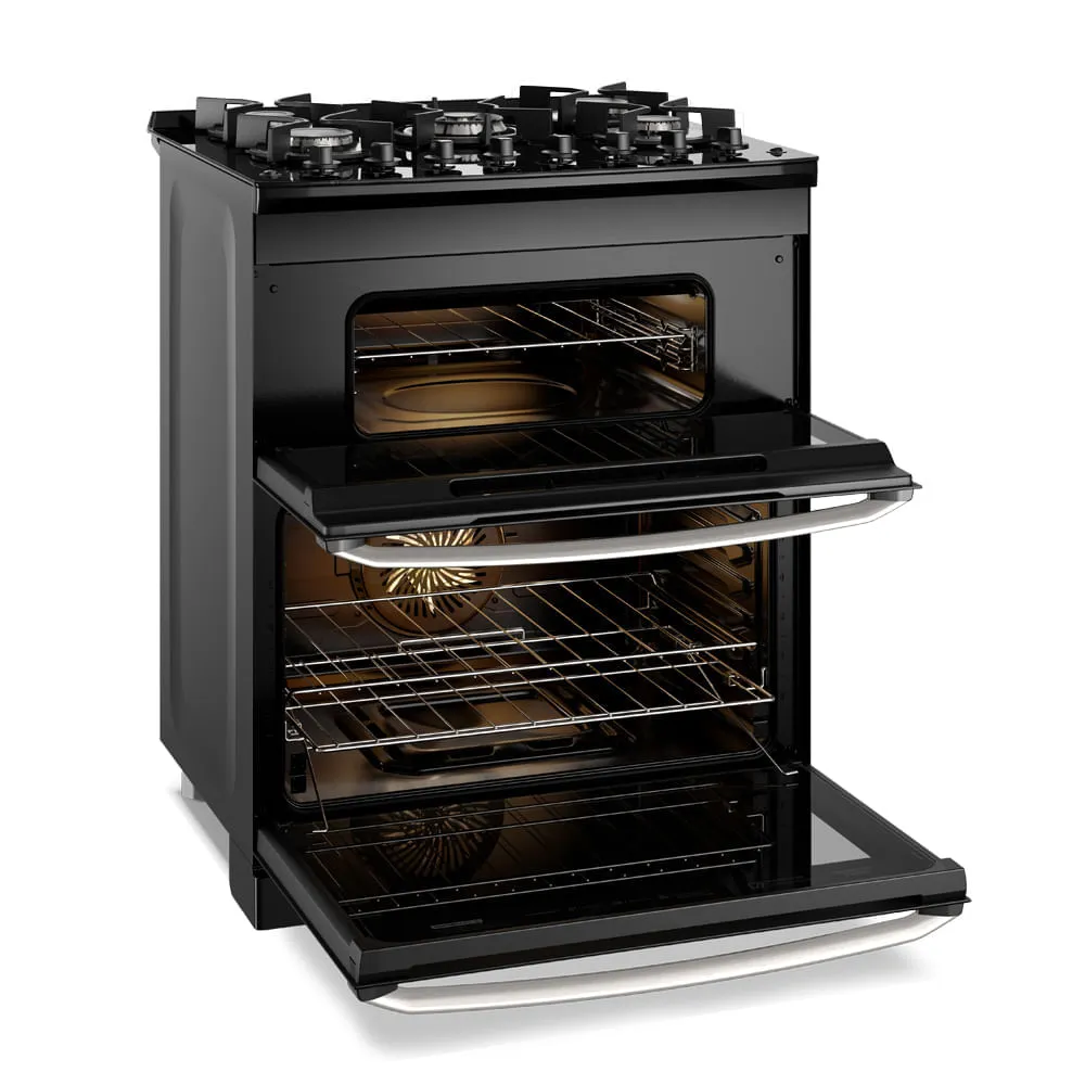 Fogão 5 bocas Electrolux Preto Experience Mesa de Vidro, 2 Fornos e PerfectCook360 (FE5DB)