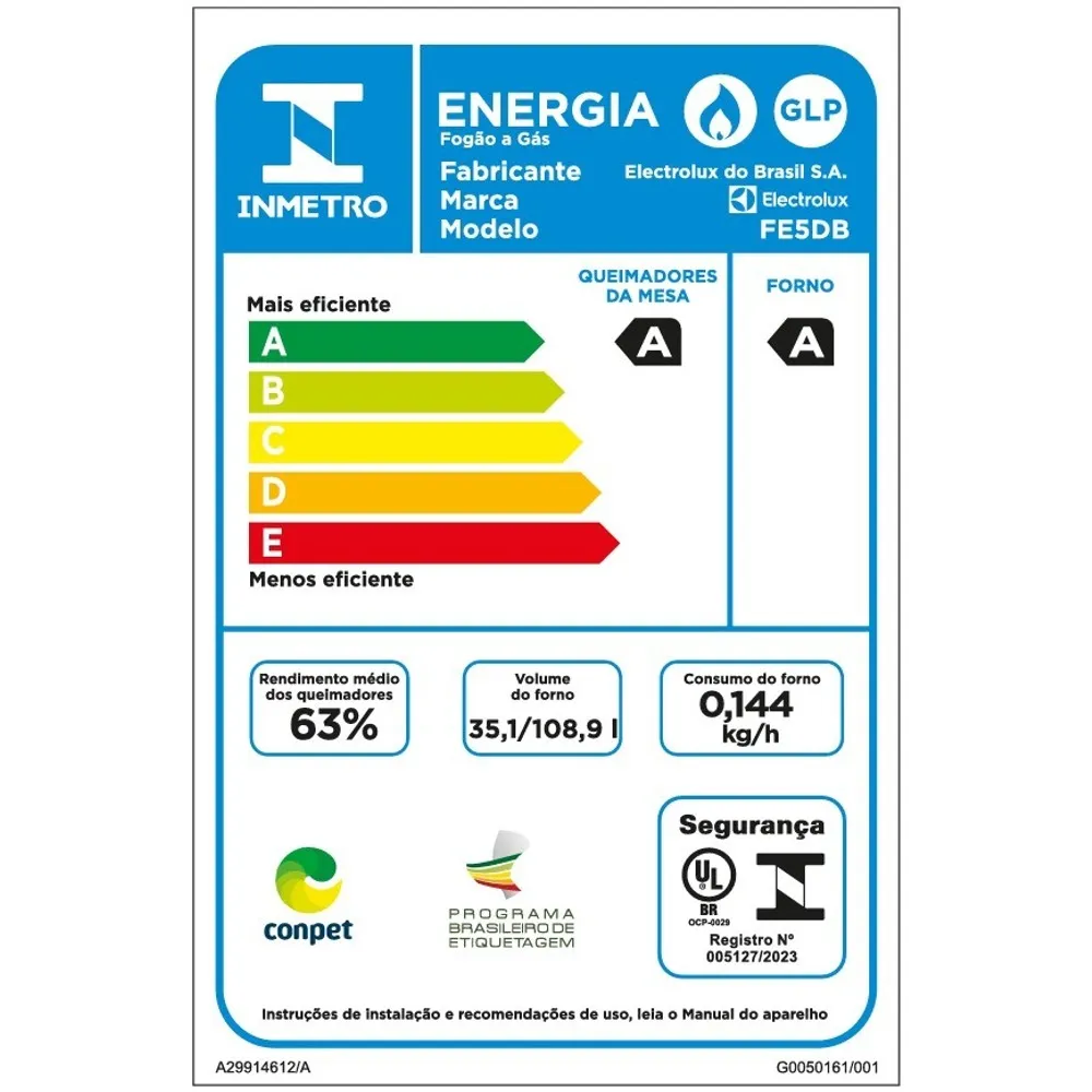 Fogão 5 bocas Electrolux Preto Experience Mesa de Vidro, 2 Fornos e PerfectCook360 (FE5DB)