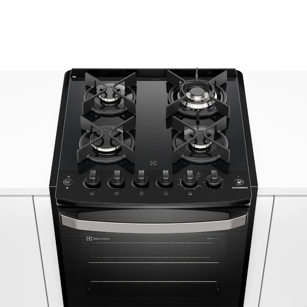 Fogão de Embutir 4 Bocas Electrolux Preto Experience Mesa de Vidro, Grill e PerfectCook360 (FE4EB)