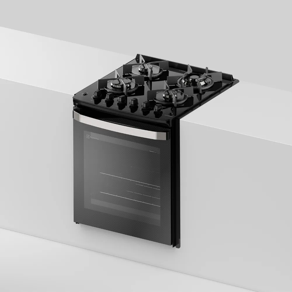 Fogão de Embutir 4 Bocas Electrolux Preto Experience Mesa de Vidro, Grill e PerfectCook360 (FE4EB)