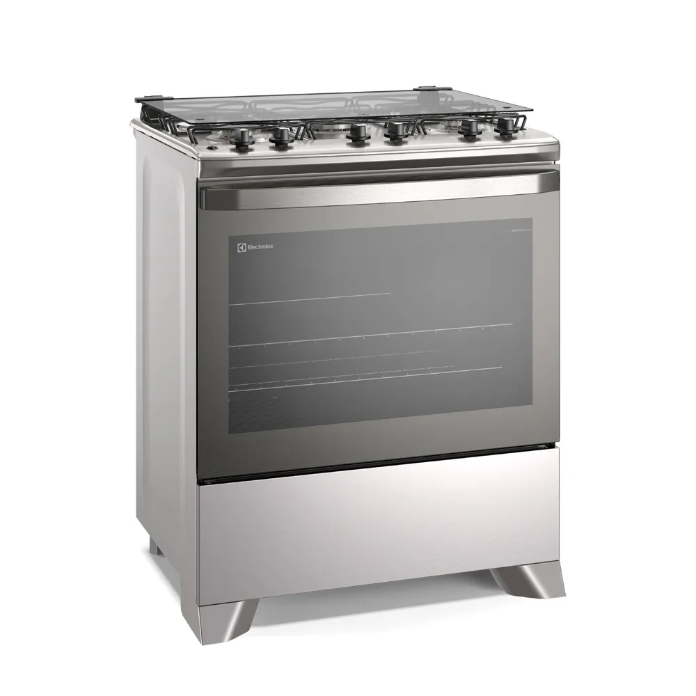 Fogão 5 bocas Electrolux Cinza Efficient com Mesa Inox, PerfectCook e VaporBake (FE5IC)