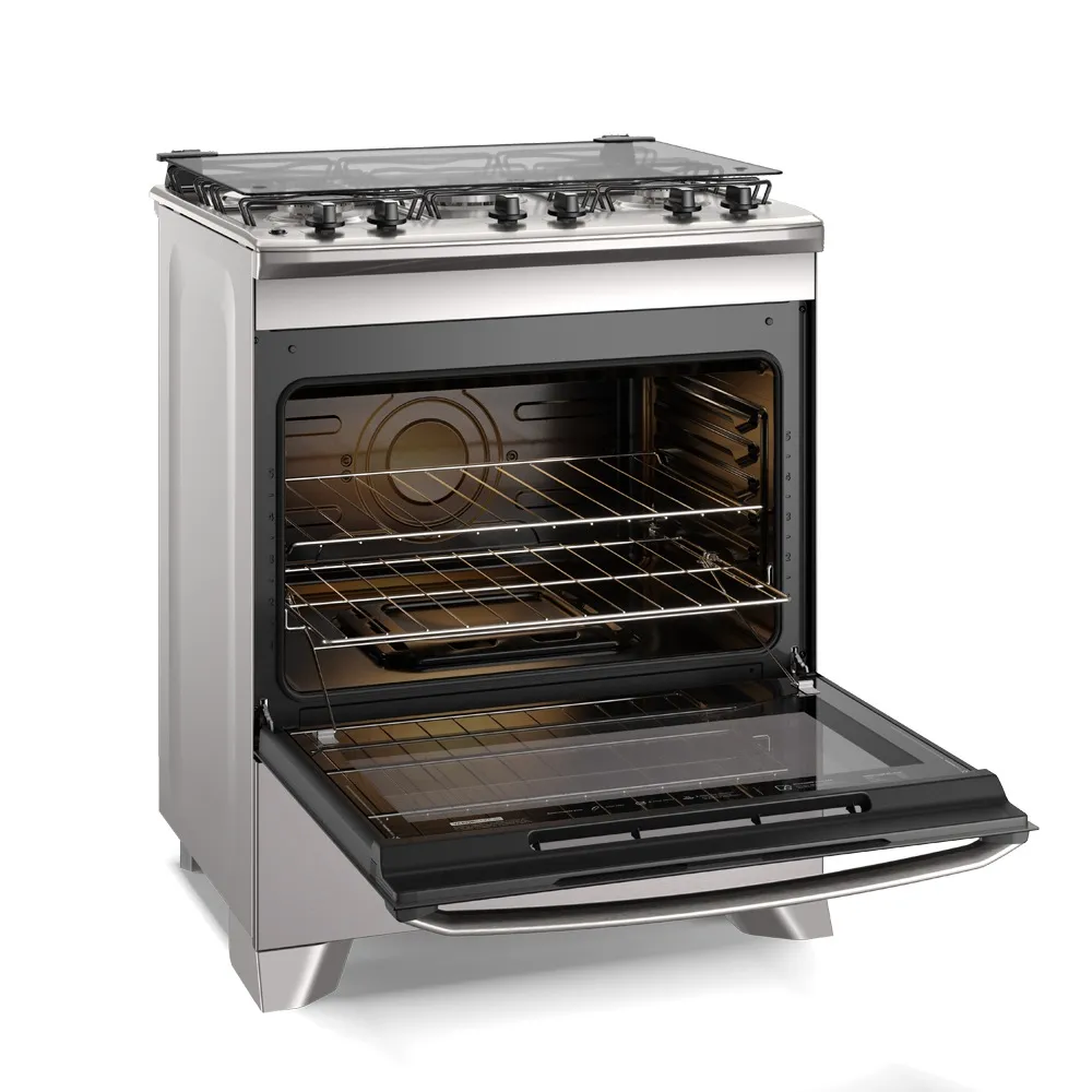 Fogão 5 bocas Electrolux Cinza Efficient com Mesa Inox, PerfectCook e VaporBake (FE5IC)