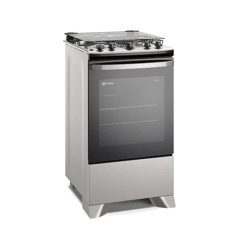 Fogão 4 bocas Electrolux Prata Efficient com Mesa Inox, PerfectCook e VaporBake (FE4IS)