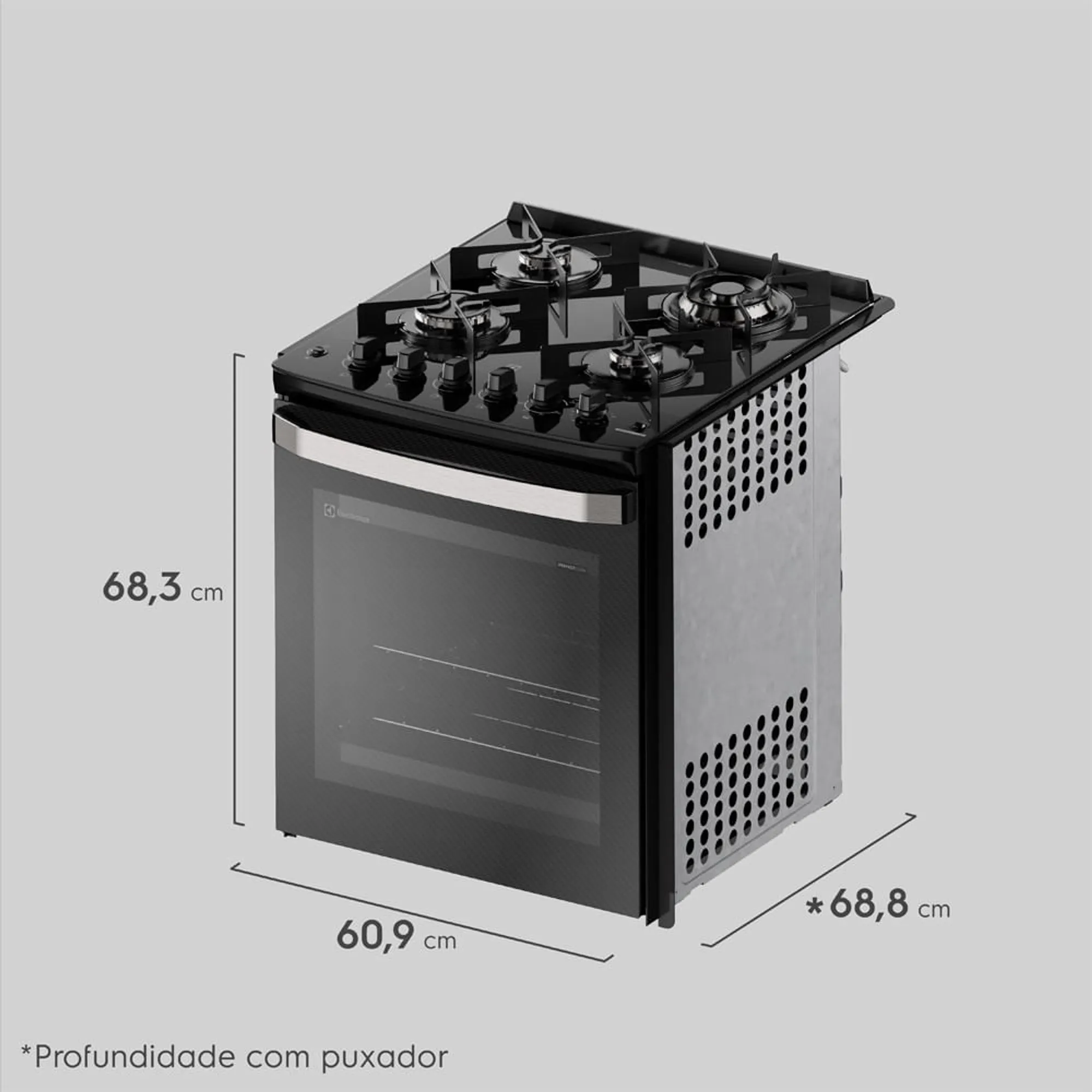 Fogão de Embutir 4 bocas Electrolux Preto Experience Mesa Vidro, Grill e VaporBake (FE4EP)