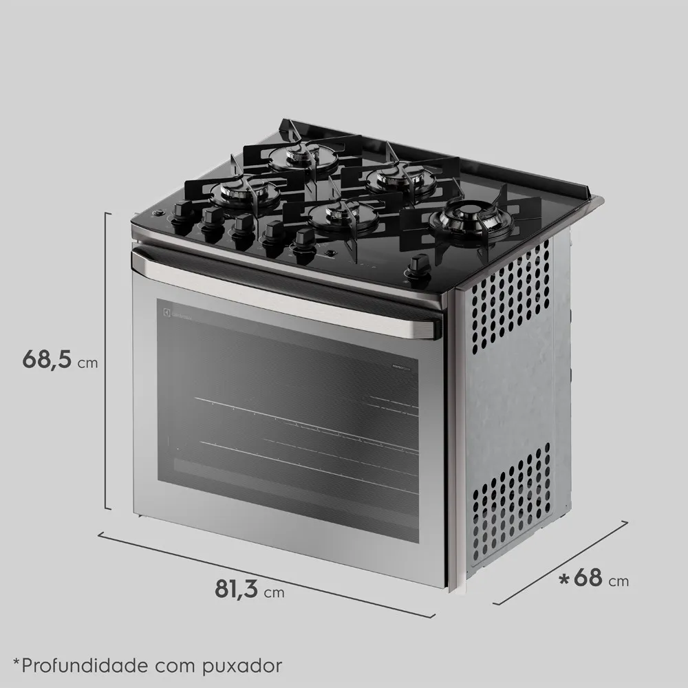 Fogão de Embutir 5 bocas Electrolux Cinza Experience Mesa de Vidro e Grill (FE5EC)