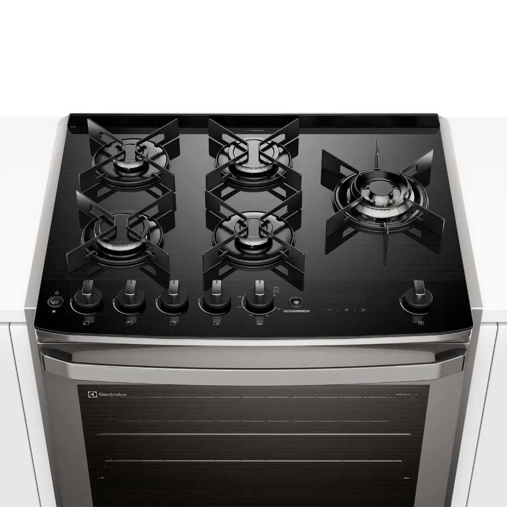 Fogão de Embutir 5 bocas Electrolux Cinza Experience Mesa de Vidro e Grill (FE5EC)
