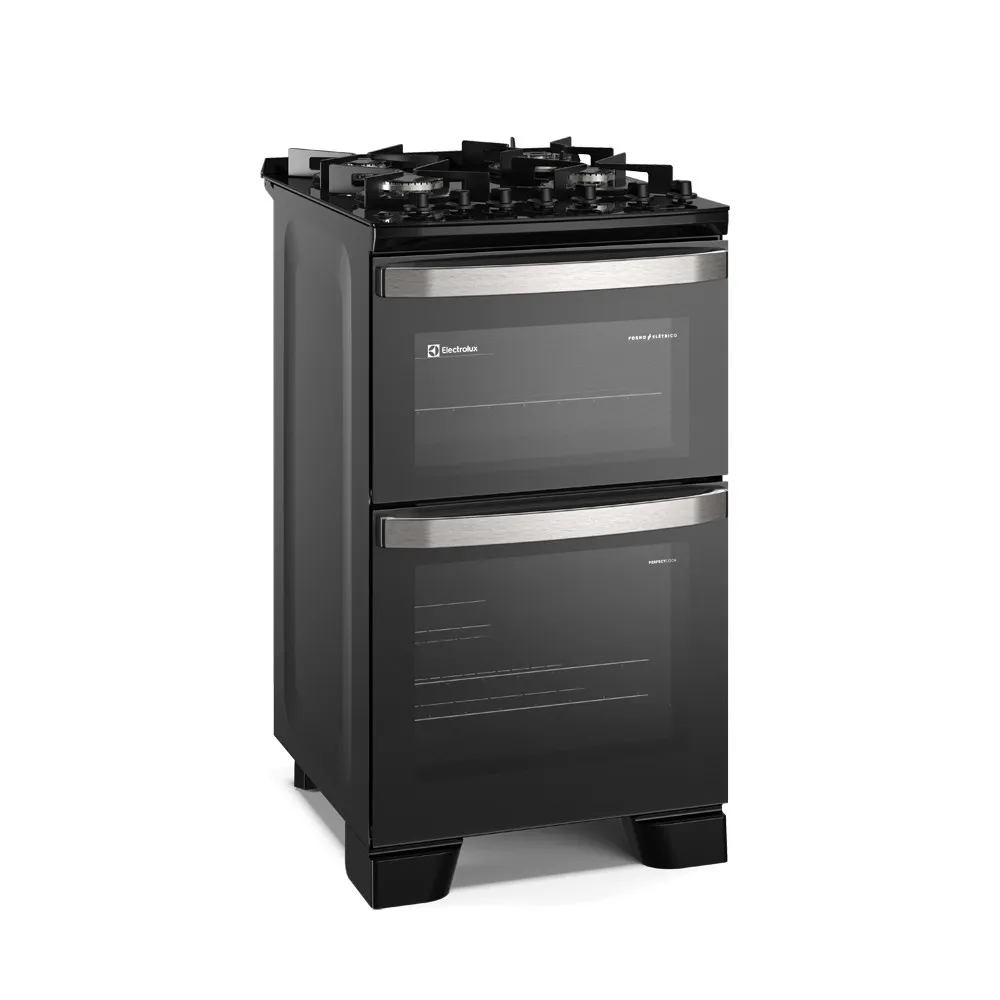 Fogão 4 bocas Electrolux Preto Experience Mesa vidro, 2 Fornos e Tripla Chama (FE4DP)