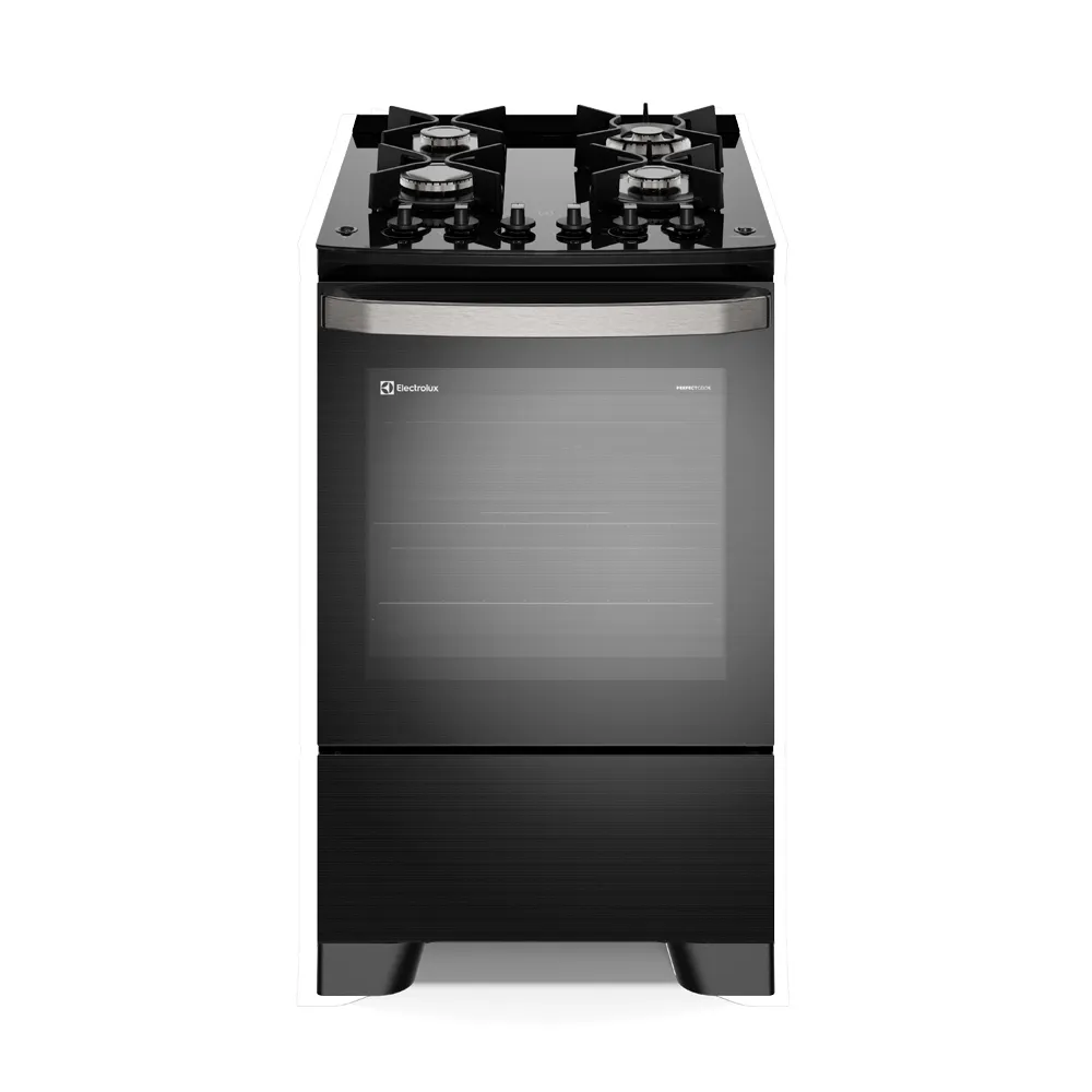 Fogão 4 bocas Electrolux Preto Experience Mesa de Vidro, Grill e PerfectCook360 (FE4CB)