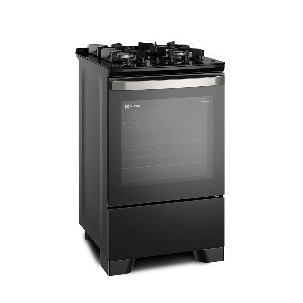 Fogão 4 bocas Electrolux Preto Experience Mesa de Vidro, Grill e PerfectCook360 (FE4CB)