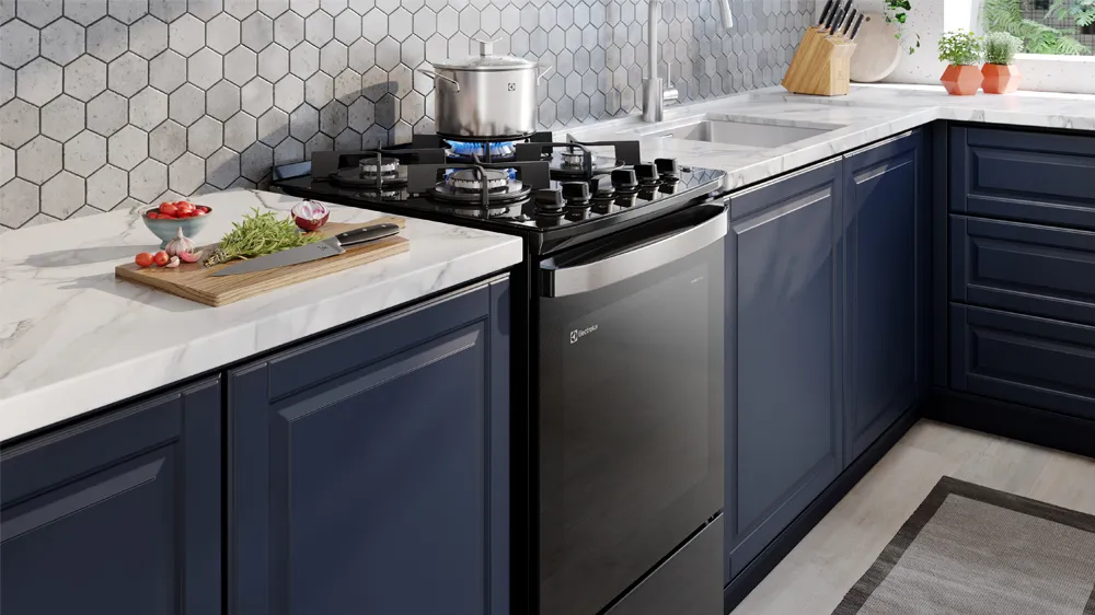 Fogão 4 bocas Electrolux Preto Experience Mesa de Vidro, Grill e PerfectCook360 (FE4CB)