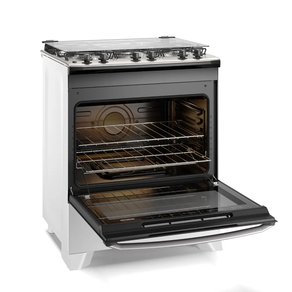 Fogão 5 bocas Electrolux Branco Efficient com Mesa Inox, PerfectCook e VaporBake (FE5IB)