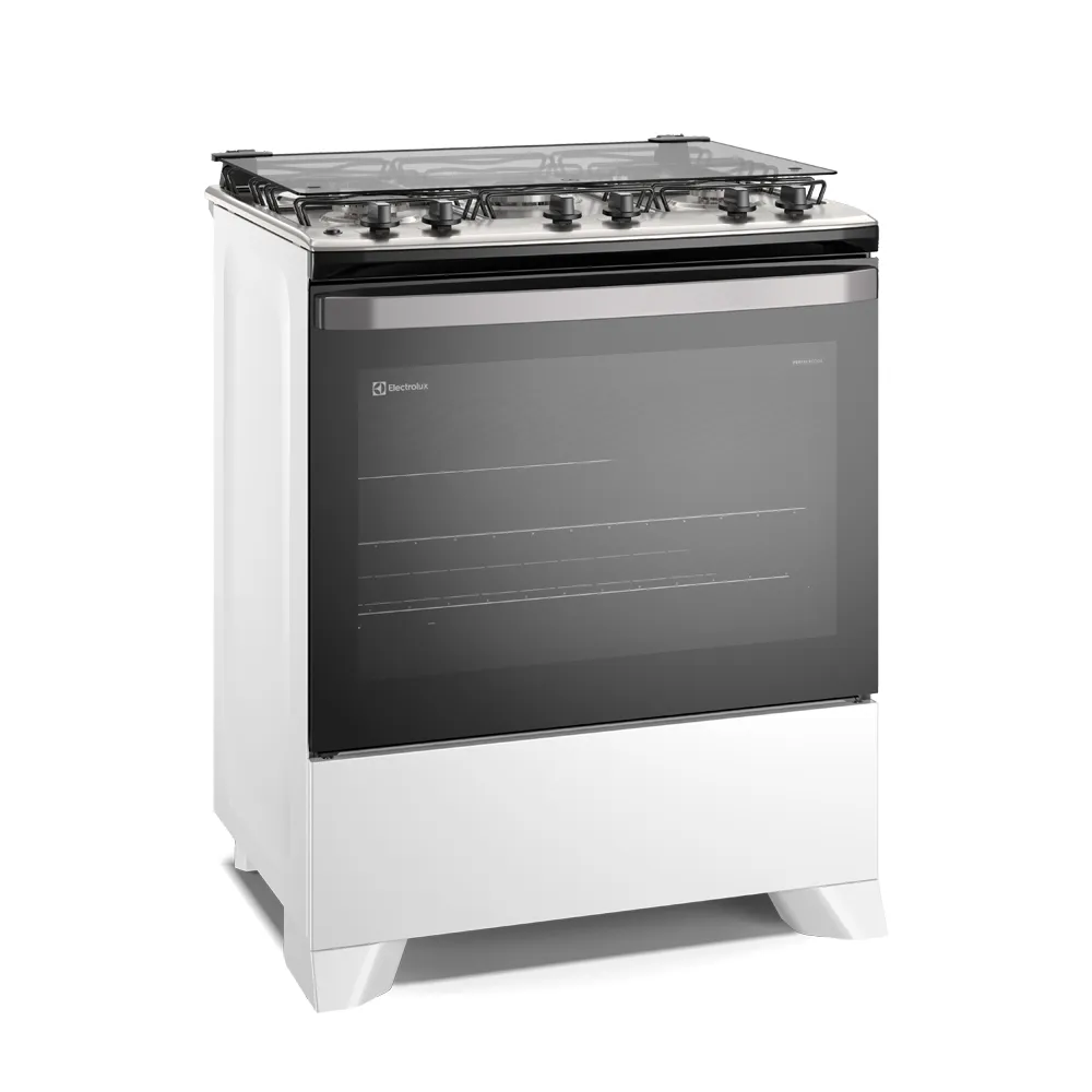 Fogão 5 bocas Electrolux Branco Efficient com Mesa Inox, PerfectCook e VaporBake (FE5IB)