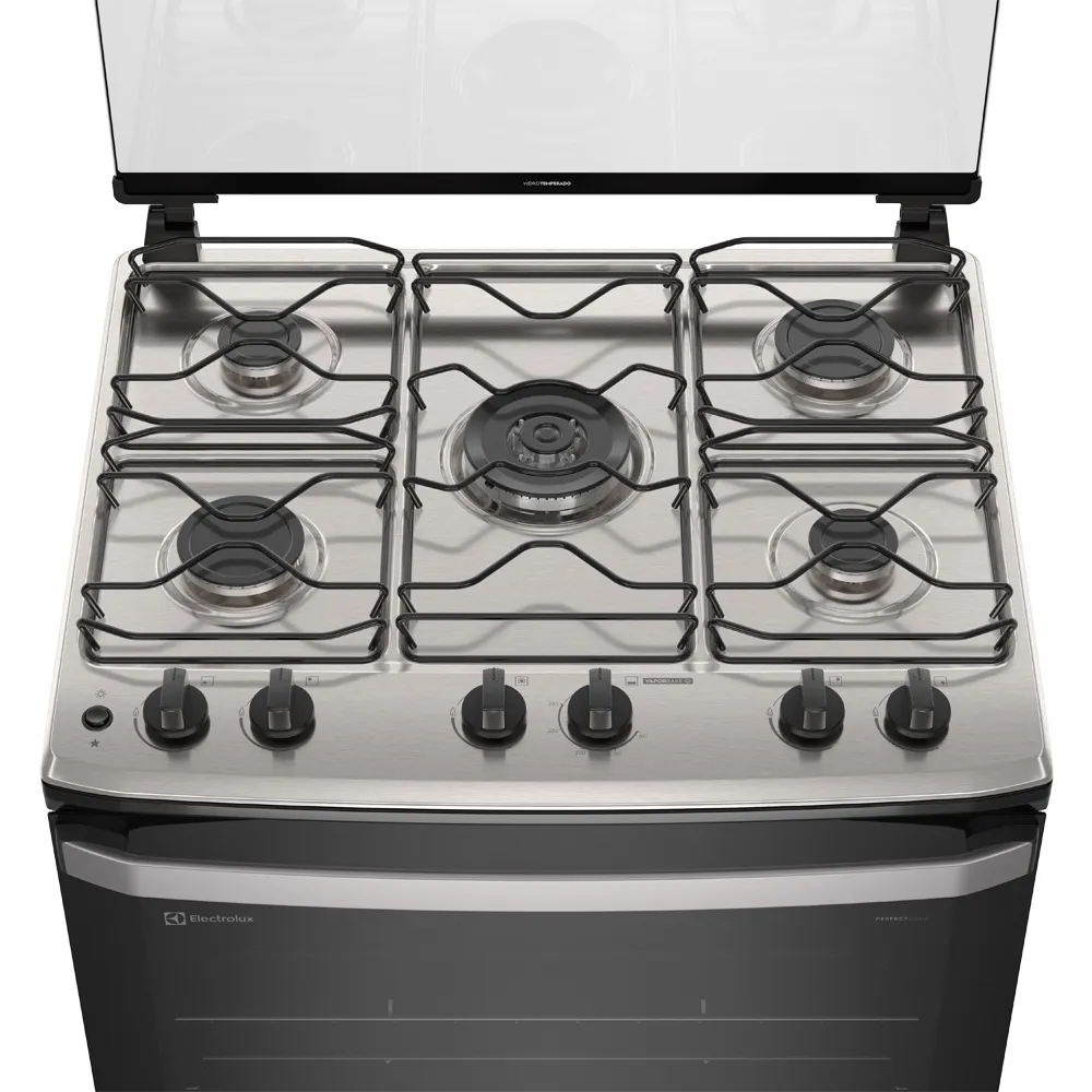 Fogão 5 bocas Electrolux Branco Efficient com Mesa Inox, PerfectCook e VaporBake (FE5IB)