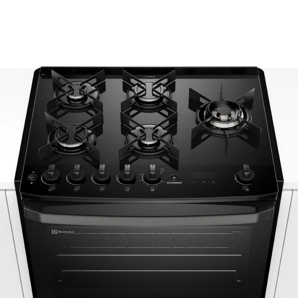 Fogão de Embutir 5 bocas Electrolux Preto Experience Mesa Vidro e Tripla Chama (FE5EP)