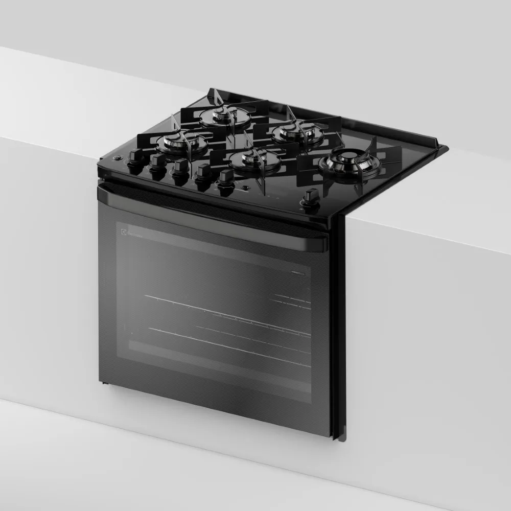 Fogão de Embutir 5 bocas Electrolux Preto Experience Mesa Vidro e Tripla Chama (FE5EP)