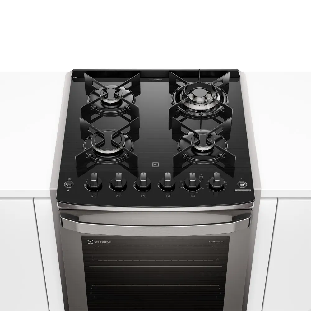 Fogão de Embutir 4 bocas Electrolux Cinza Experience Mesa Vidro, Grill e VaporBake (FE4EC)