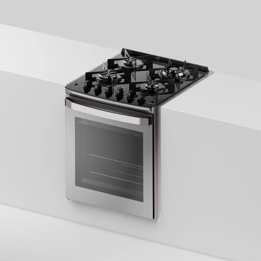 Fogão de Embutir 4 bocas Electrolux Cinza Experience Mesa Vidro, Grill e VaporBake (FE4EC)