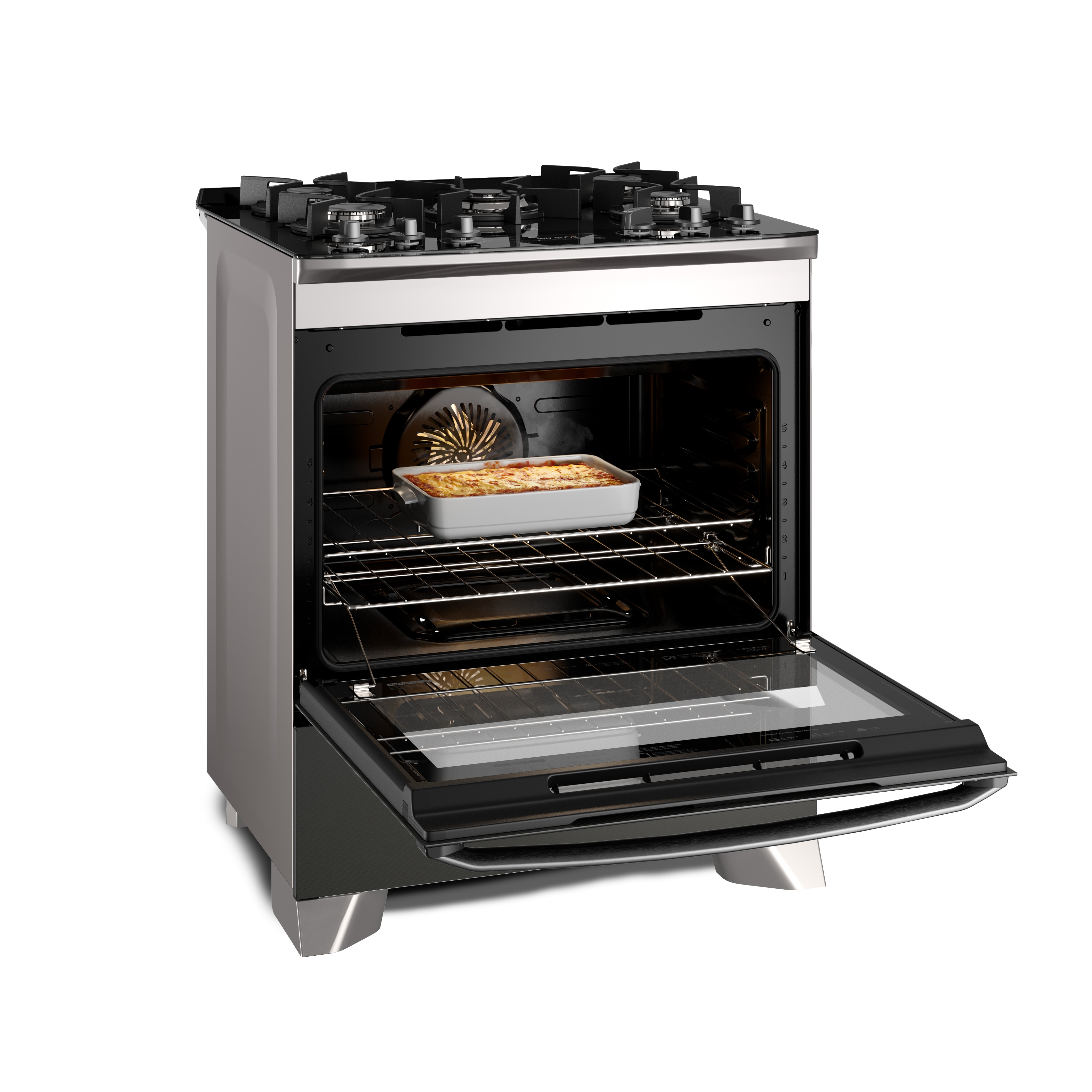 Fogão 5 bocas Electrolux Cinza Expert Função Air Fryer, Mesa Vidro, Grill e Timer (FE5AP)