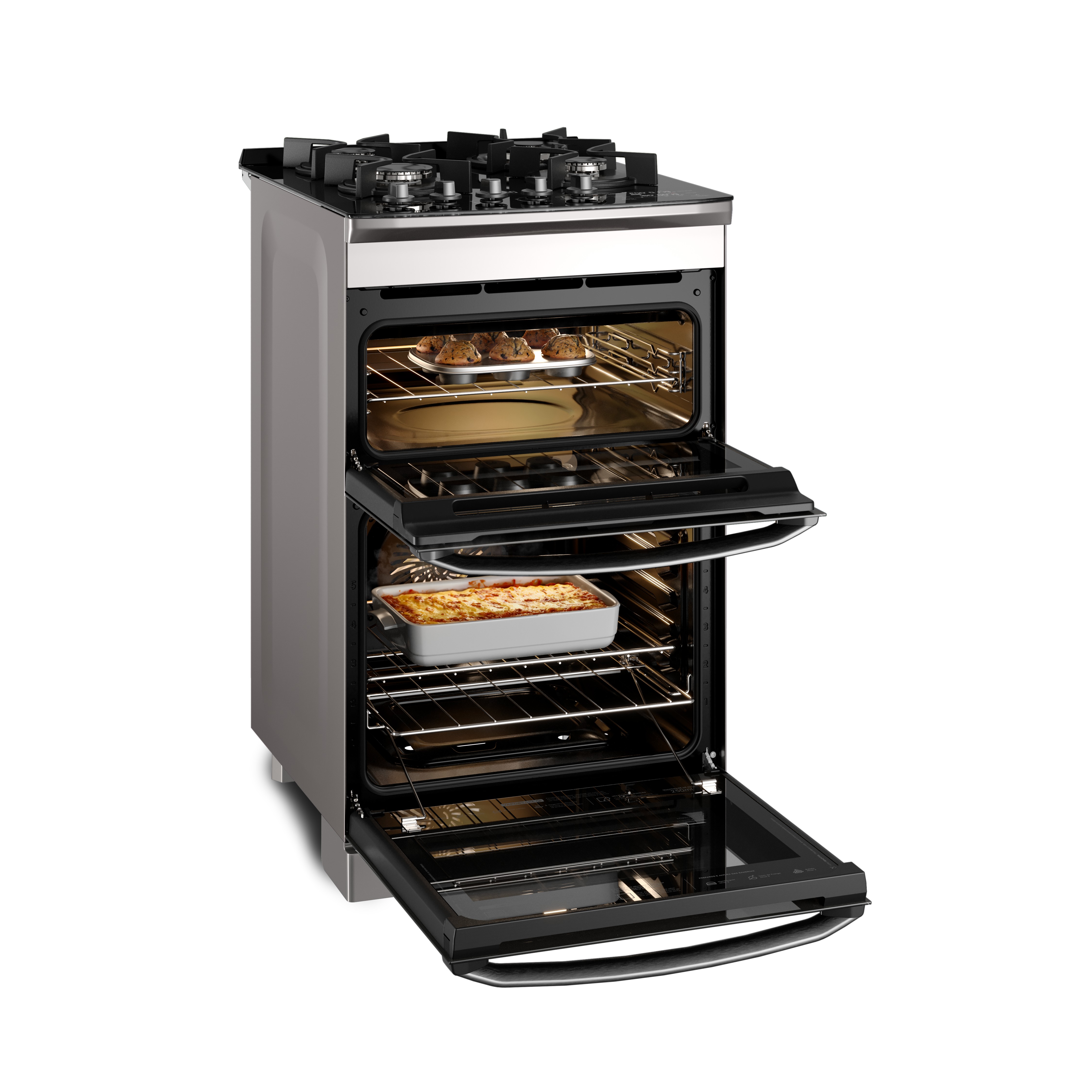 Fogão 4 bocas Electrolux Cinza Expert 2 Fornos, Função Air Fryer, Grill e Timer (FE4AD)
