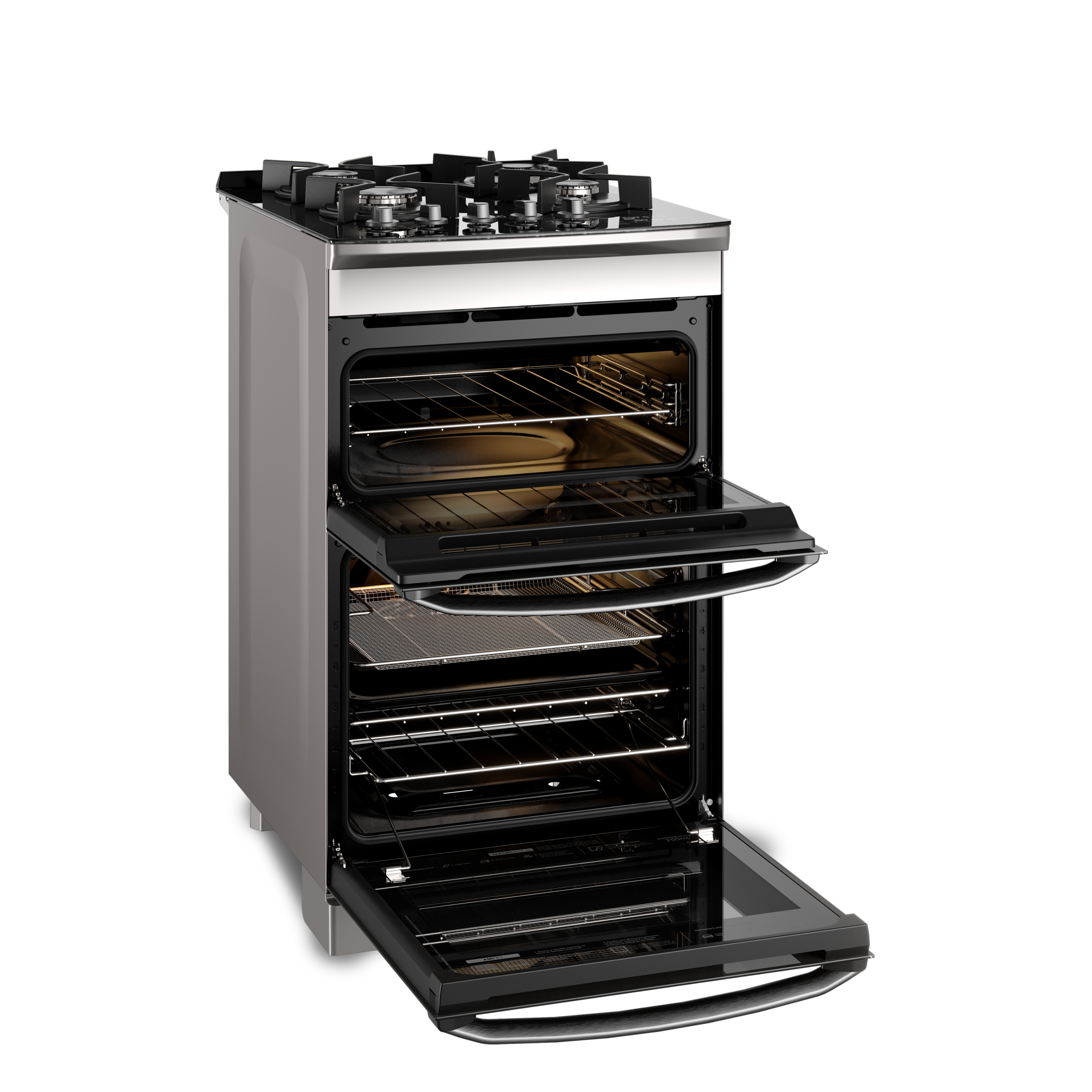 Fogão 4 bocas Electrolux Cinza Expert 2 Fornos, Função Air Fryer, Grill e Timer (FE4AD)