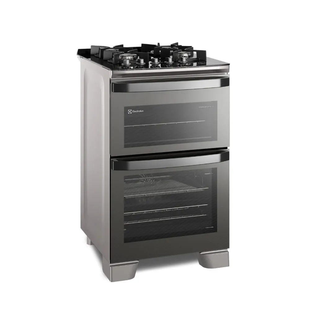 Fogão 4 bocas Electrolux Cinza Expert 2 Fornos, Função Air Fryer, Grill e Timer (FE4AD)