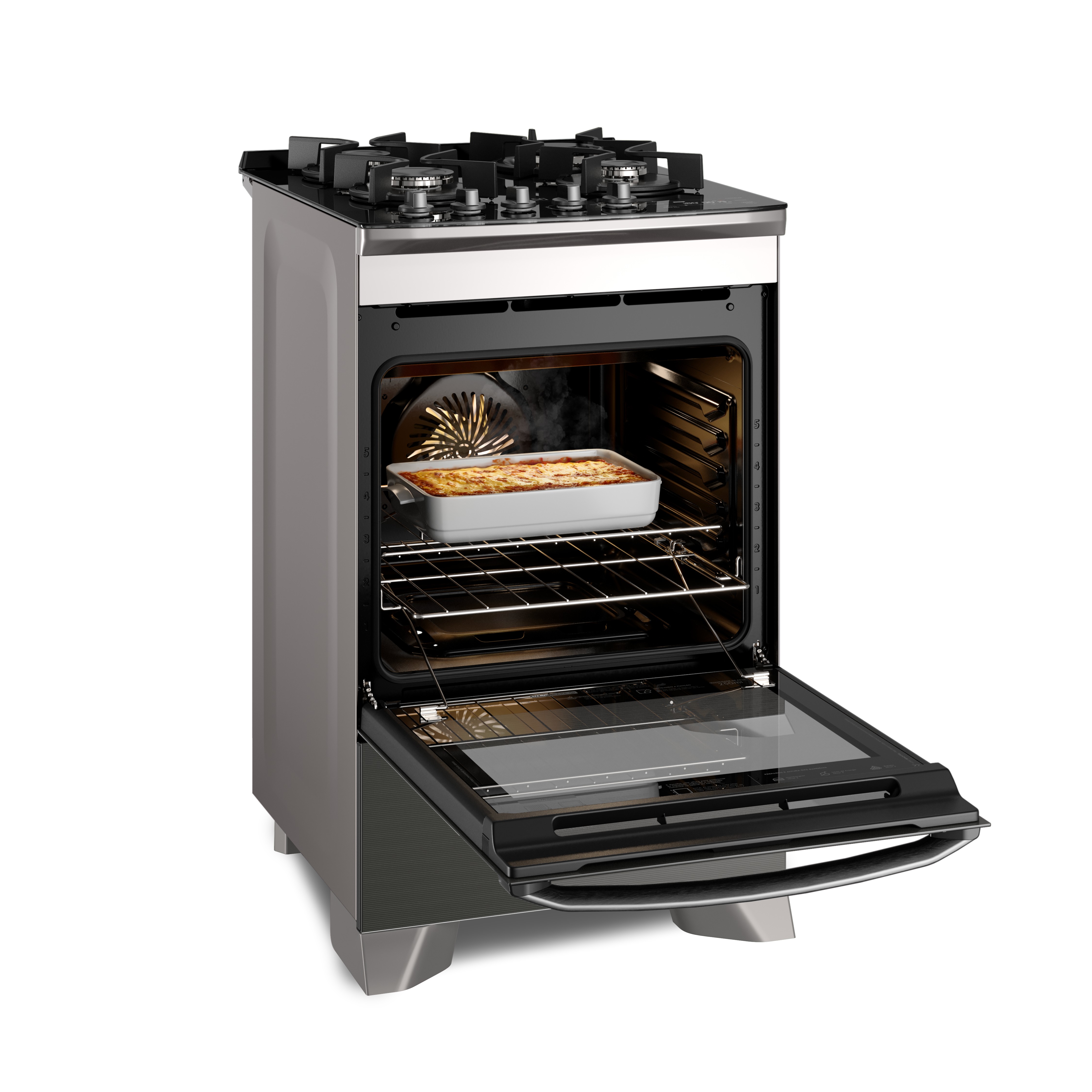 Fogão 4 bocas Electrolux Cinza Expert Função Air Fryer, Mesa Vidro, Grill e Timer (FE4AP)