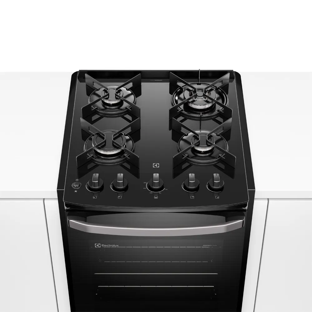 Fogão de Embutir 4 bocas Electrolux Preto Experience Mesa de Vidro e Tripla Chama (FE4BP)