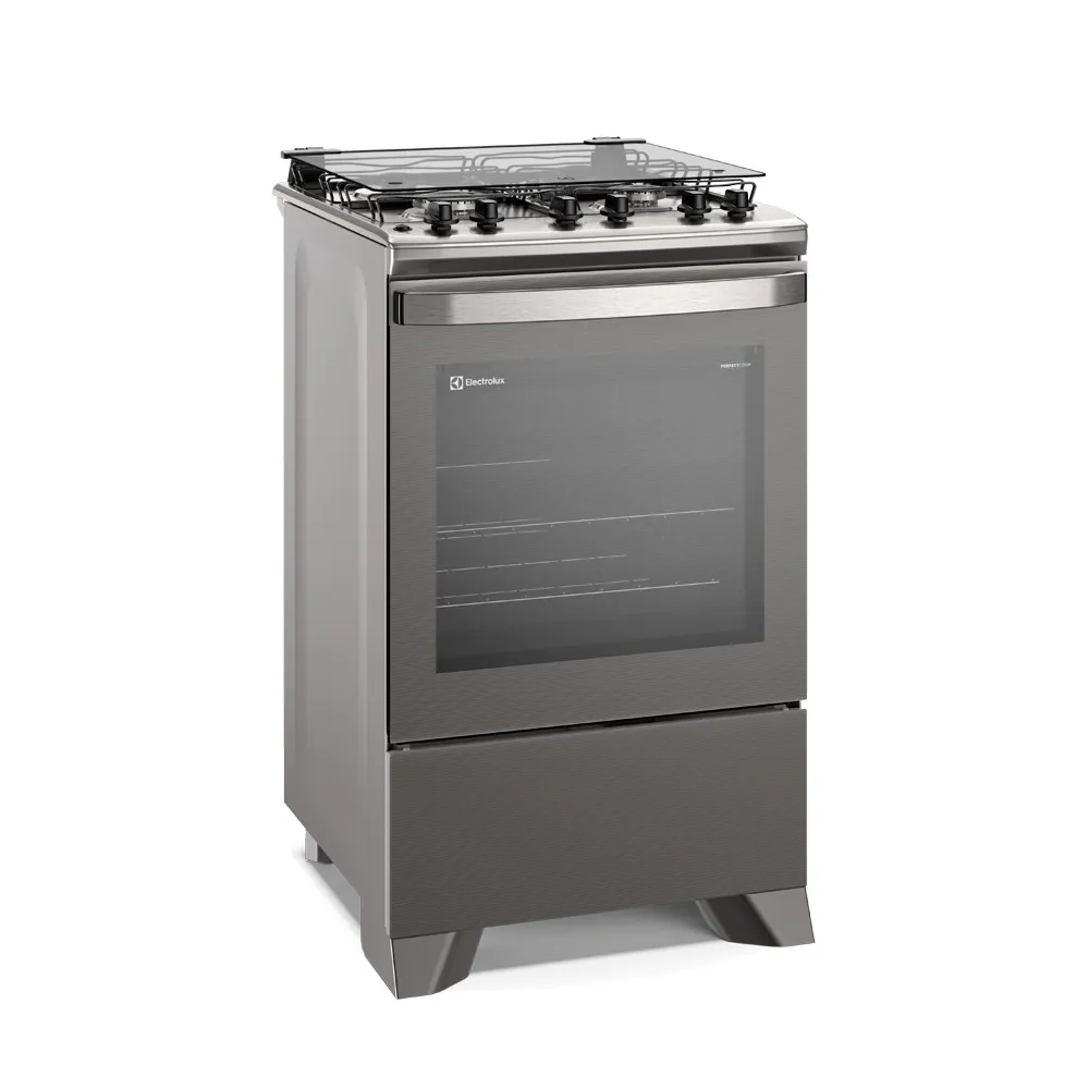 Fogão 4 bocas Electrolux Cinza Experience com Mesa Inox, Timer e Tripla Chama (FE4TC)