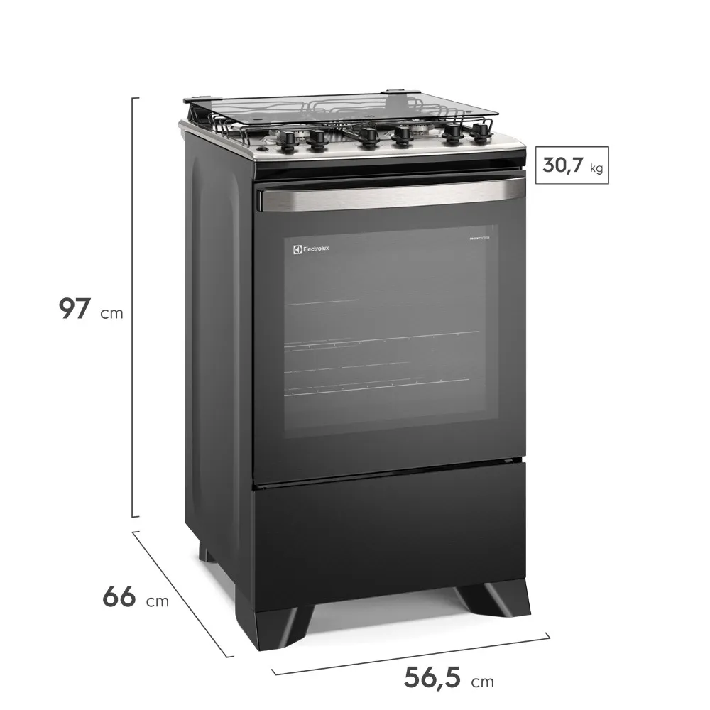Fogão 4 bocas Electrolux Preto Experience com Mesa Inox, Timer e Tripla Chama (FE4TP)
