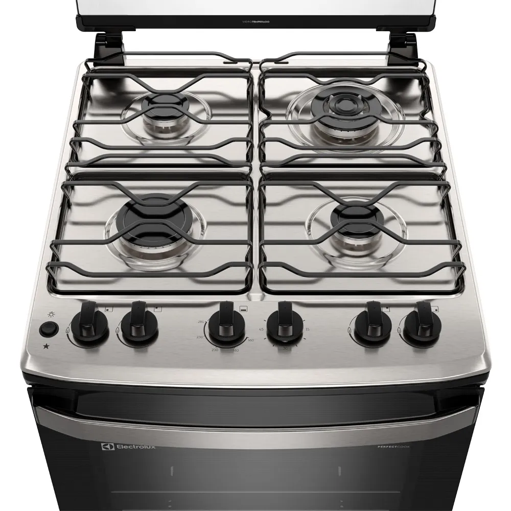 Fogão 4 bocas Electrolux Preto Experience com Mesa Inox, Timer e Tripla Chama (FE4TP)