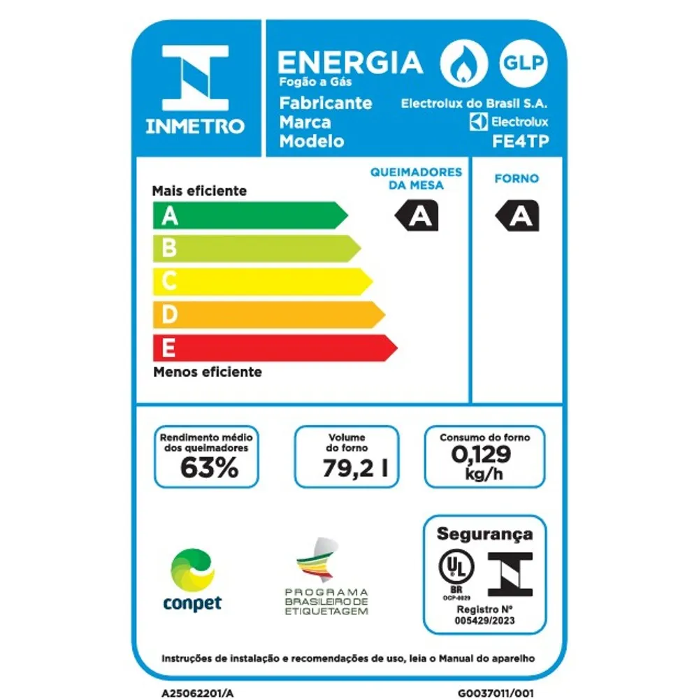 Fogão 4 bocas Electrolux Preto Experience com Mesa Inox, Timer e Tripla Chama (FE4TP)