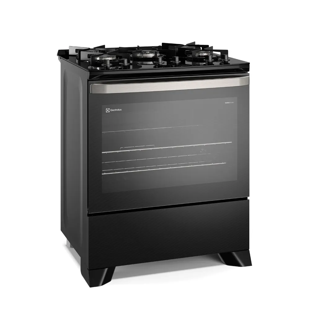 Fogão 5 bocas Electrolux Preto Experience Mesa de Vidro, PerfectCook e VaporBake (FE5GP)