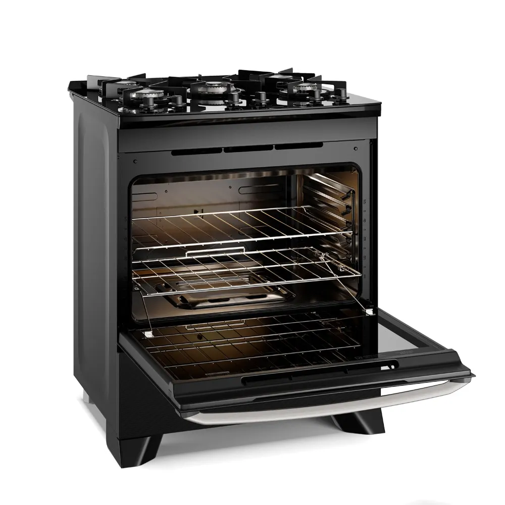 Fogão 5 bocas Electrolux Preto Experience Mesa de Vidro, PerfectCook e VaporBake (FE5GP)