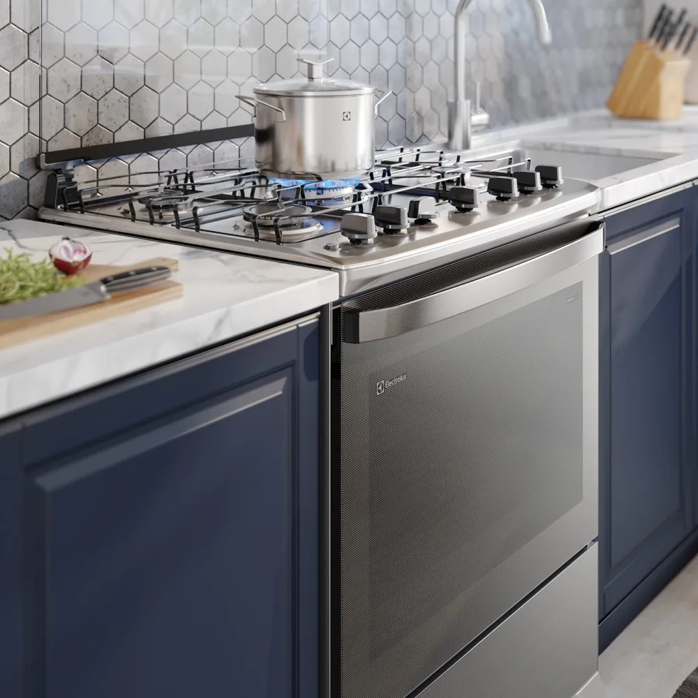 Fogão 5 bocas Electrolux Cinza Experience com Mesa Inox, Timer e Tripla Chama (FE5TC)