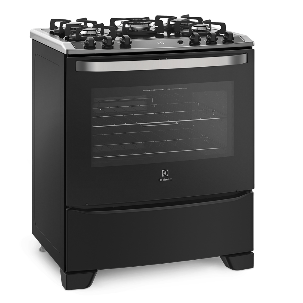 Fogão 5 Bocas Electrolux Preto com Mesa de Vidro e Tripla Chama (76UPV)
