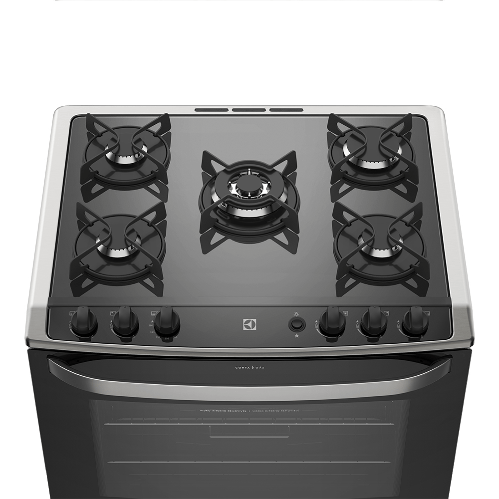 Fogão 5 Bocas Electrolux Preto com Mesa de Vidro e Tripla Chama (76UPV)
