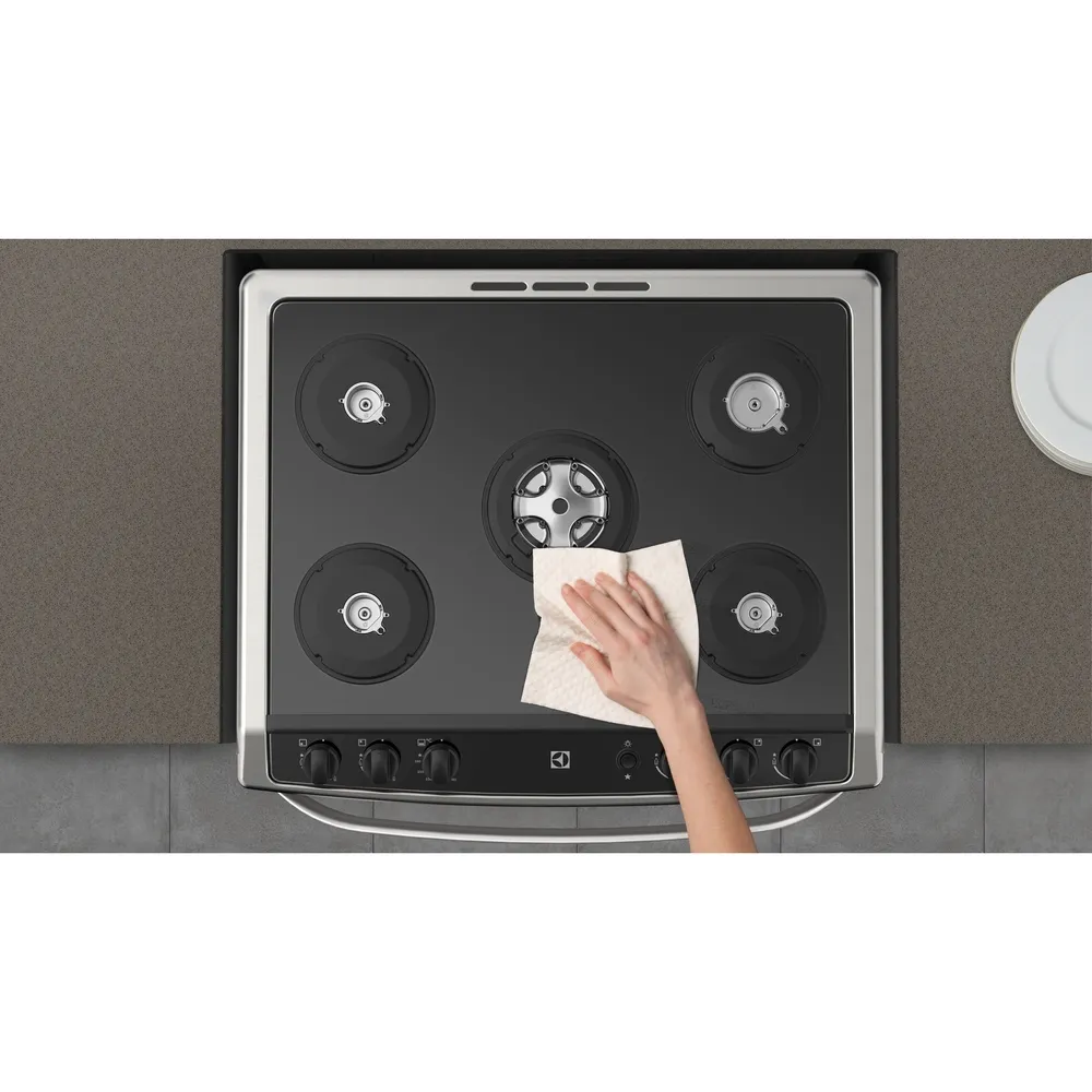 Fogão 5 Bocas Electrolux Preto com Mesa de Vidro e Tripla Chama (76UPV)
