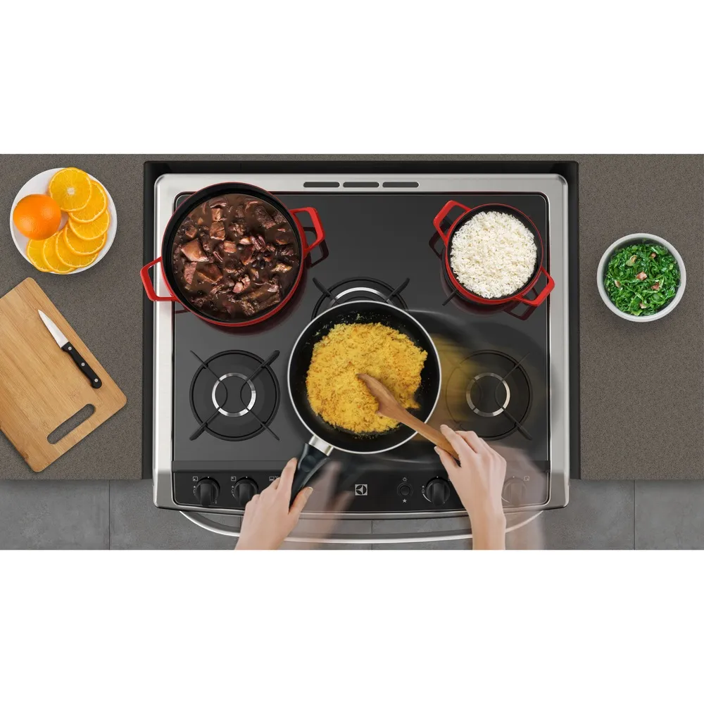Fogão 5 Bocas Electrolux Preto com Mesa de Vidro e Tripla Chama (76UPV)