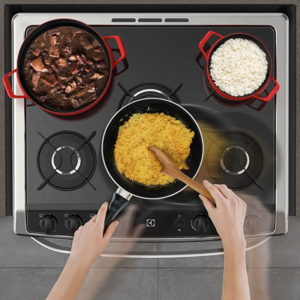 Fogão 5 Bocas Electrolux Preto com Mesa de Vidro e Tripla Chama (76UPV)