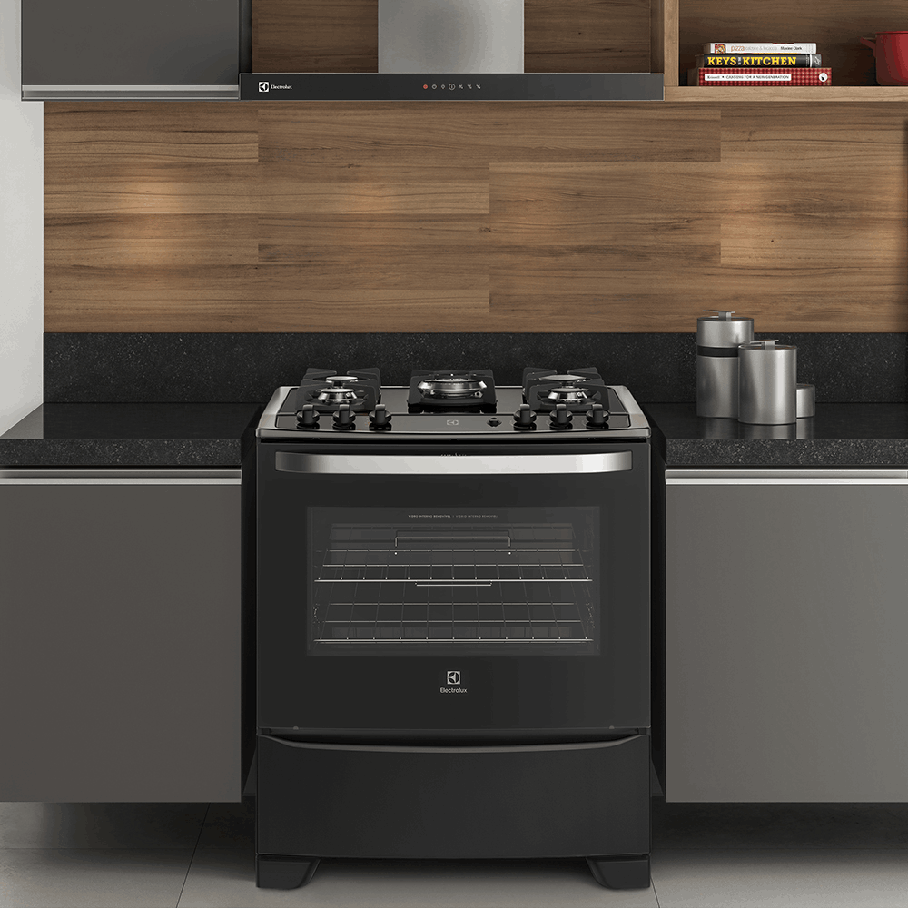Fogão 5 Bocas Electrolux Preto com Mesa de Vidro e Tripla Chama (76UPV)