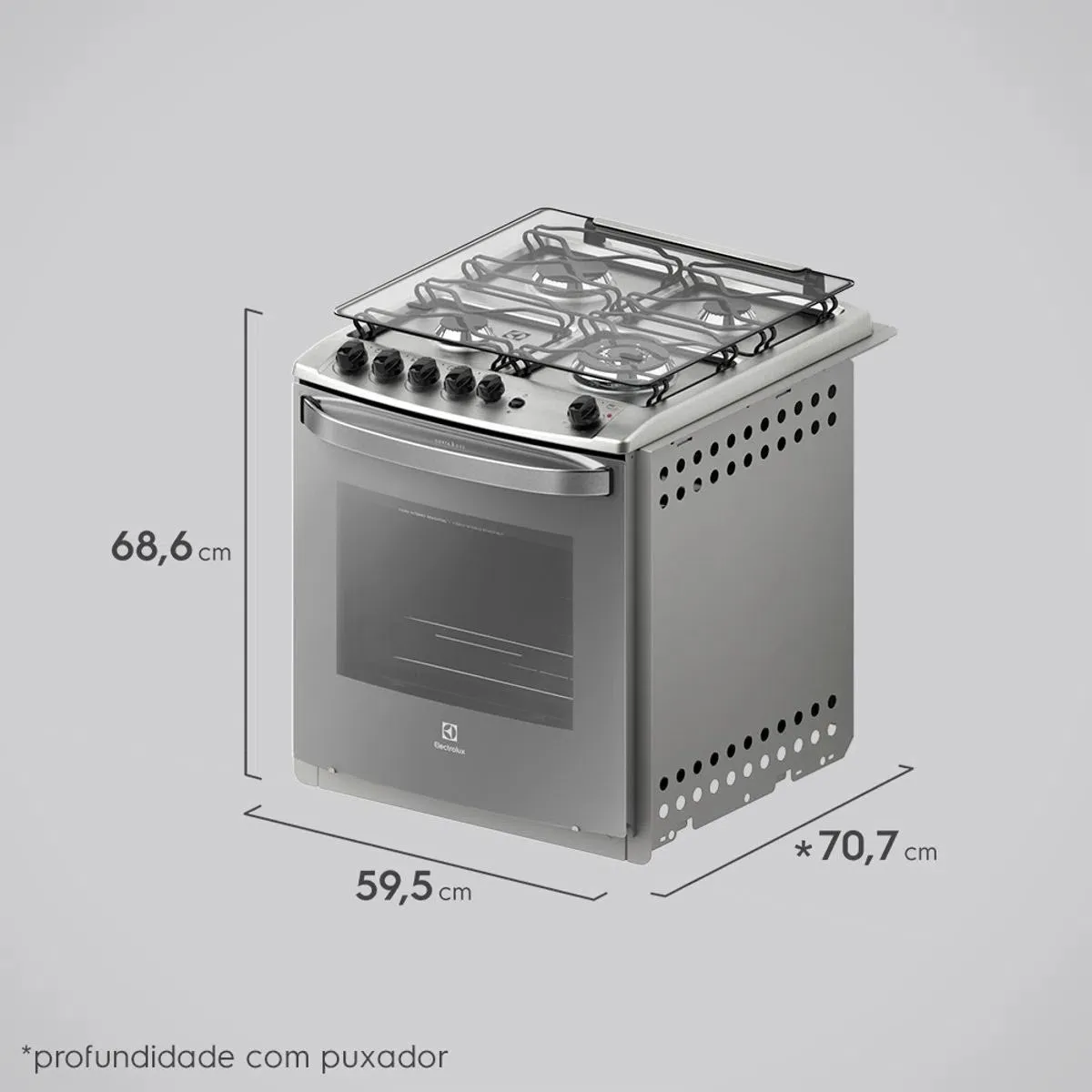 Fogão 4 Bocas de Embutir Electrolux Prata com Grill e Tripla Chama (56EXT)