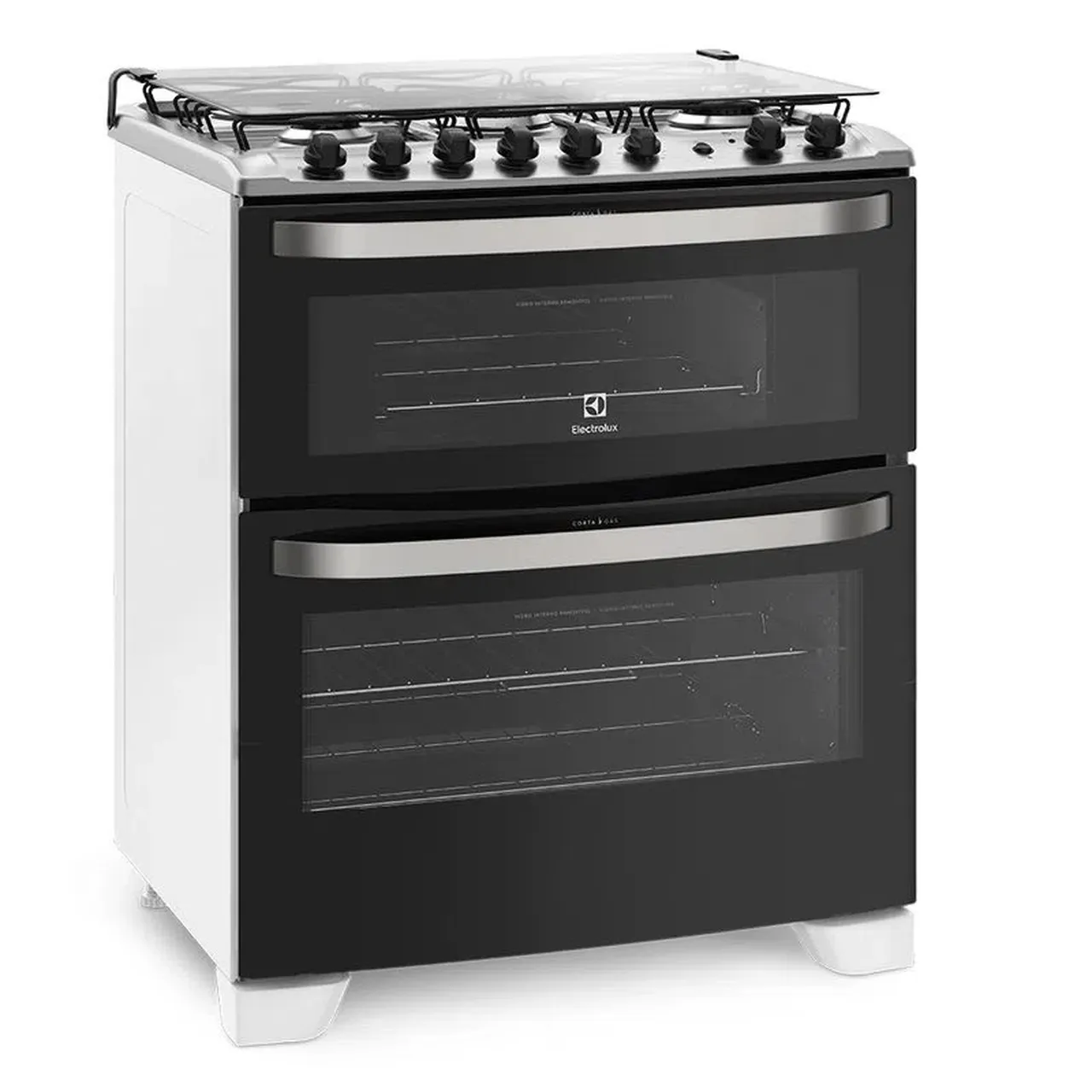 Fogão 5 Bocas Electrolux Preto com Forno Duplo e Tripla Chama (76DBA)