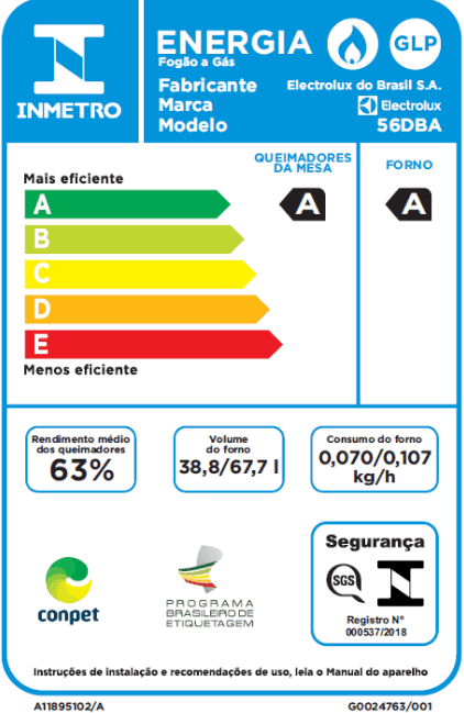 Fogão 4 Bocas Electrolux Branco com Duplo Forno e Porta Full Glass (56DBA)